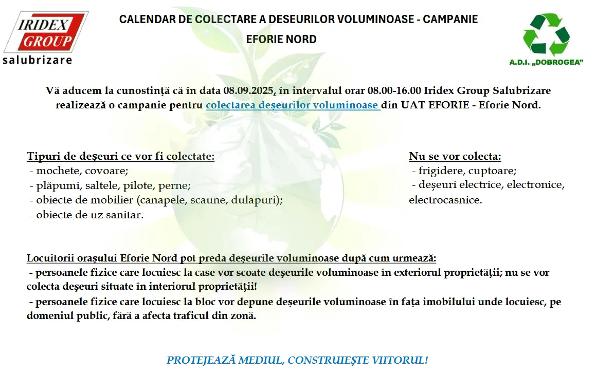 calendar de colectare a deseurilor voluminoase campanie eforie nord