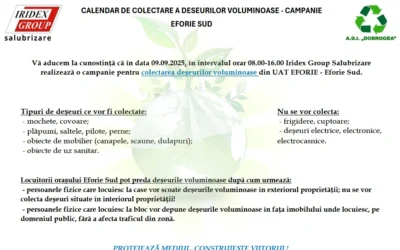 Calendar de colectare a deșeurilor voluminoase – Campanie Eforie Sud