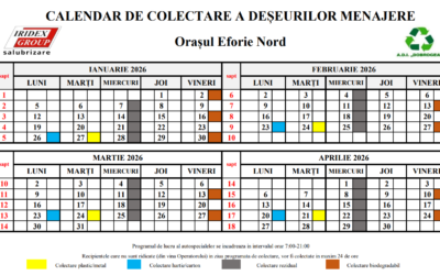 Calendar colectare deșeuri menajere – Eforie Nord (Ianuarie–Aprilie 2026)