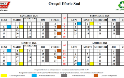 Calendar colectare deșeuri menajere – Eforie Sud (Ianuarie–Aprilie 2026)