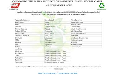 CALENDAR DE DISTRIBUIRE A RECIPIENTELOR MARO PENTRU DESEURI BIODEGRADABILE UAT EFORIE – EFORIE NORD