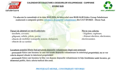 CALENDAR DE COLECTARE A DESEURILOR VOLUMINOASE EFORIE SUD