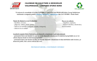 ANUNȚ COLECTARE DEȘEURI VOLUMINOASE – EFORIE NORD si EFORIE SUD