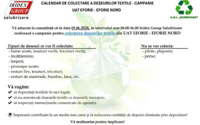 Calendar colectare deșeuri textile Eforie Nord