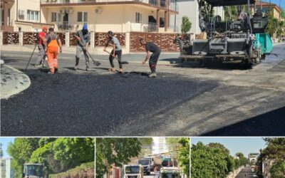 Lucrări de asfaltare pe strada Mihail Kogălniceanu din Eforie Nord