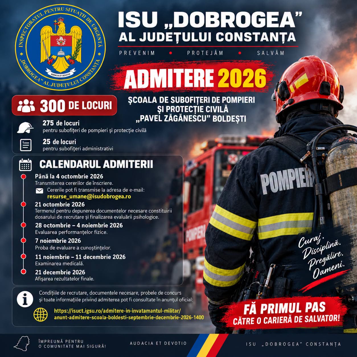 anunt scoala pompieri